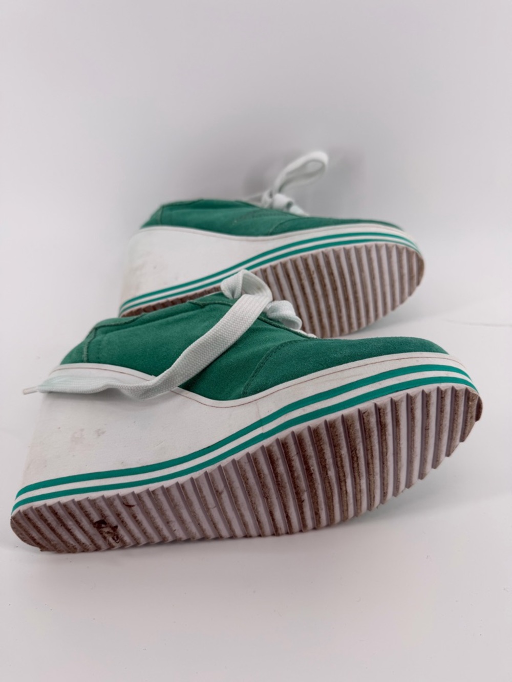 Volatile Green Suede Wedge Sneakers with White Laces - Picture 5 of 6
